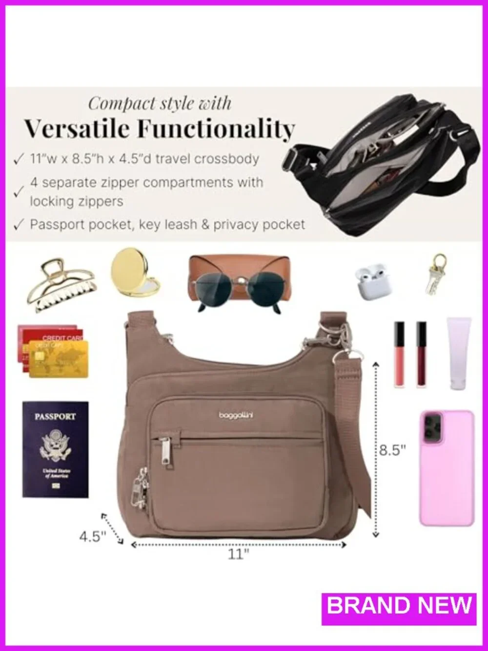 Anti-Theft Crossbody Bag RFID Blocking Nylon Travel Purse
